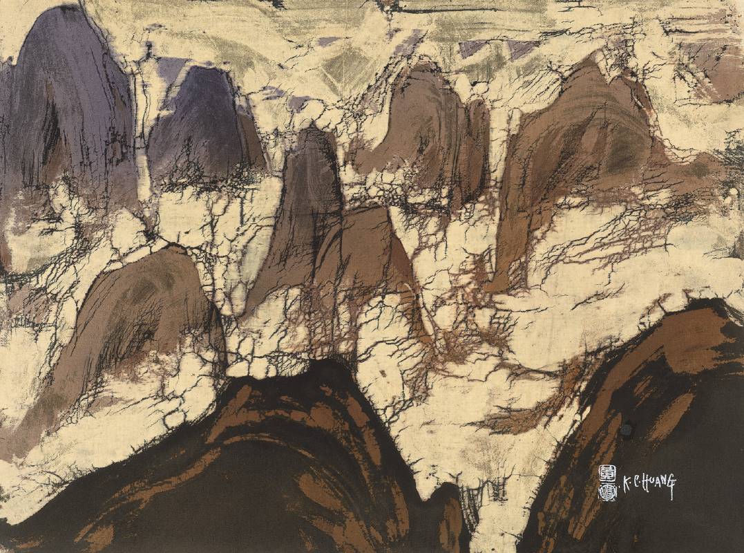 黃歌川 群峰高聳入雲 1991年 46×60cm 蠟.染料.布 