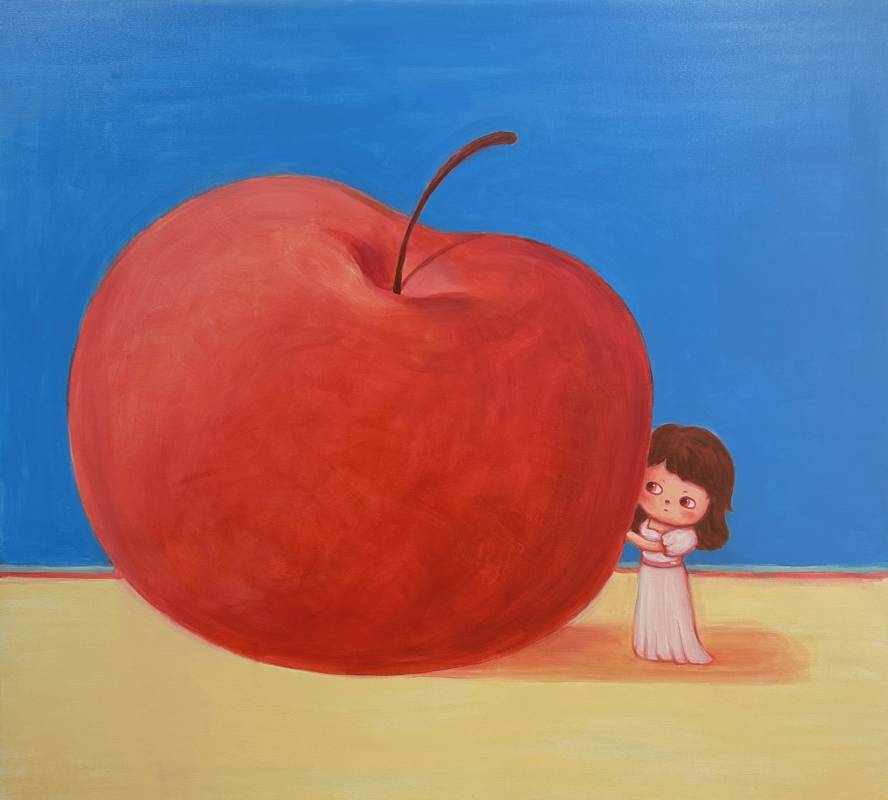 李西西 XX Li_Snow White and a Big Red Apple_2023_壓克力彩、畫布 Acrylic on Canvas_90 x 100 cm