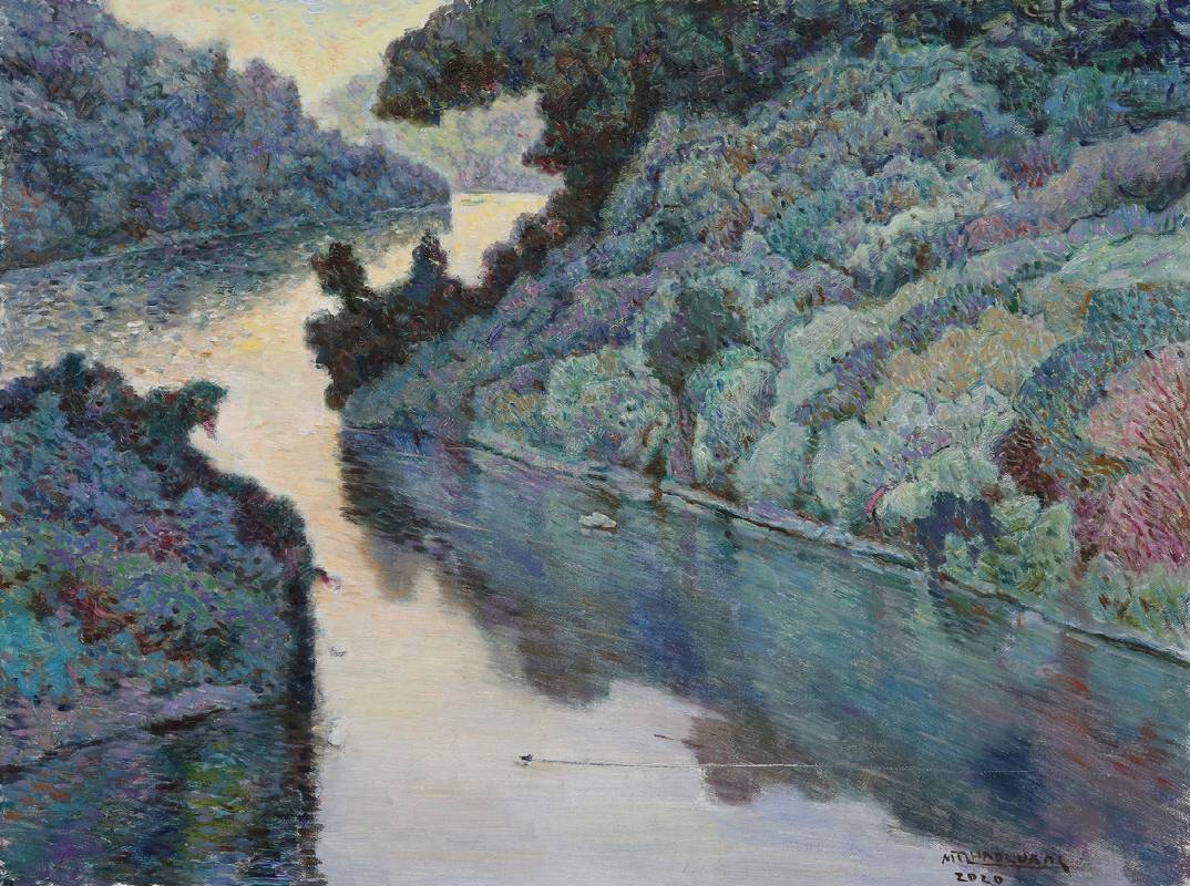米照廣《靜靜的阿倫河》油彩‧畫布	80x60cm	2020	