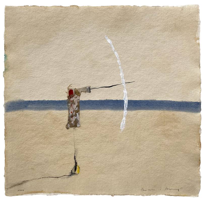 Airplane on the beach, 2005, 39 x 39 cm, Mixed media and collage on paper