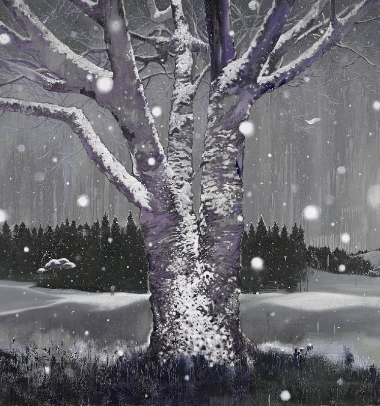 櫻花樹的冬天100x141cm油彩畫布2014-19