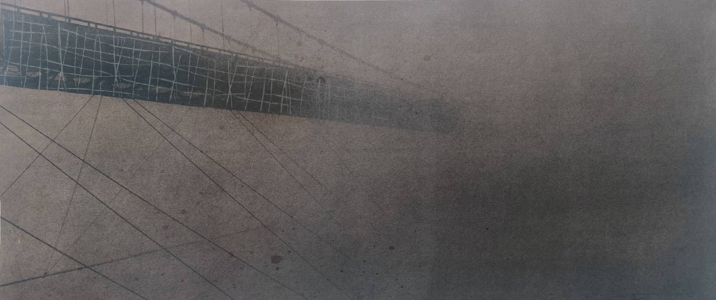 林宜炫_靄靄然 Deep Inside_氰版藍曬+平版畫、油性印墨、紙本Cyanotype+Lithograph, Oil-based printing inks on paper_37 x 87 cm_2023