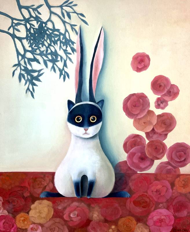 兔貓 Beni Chu 朱耀紅  50x60.5 cm  油彩  畫布