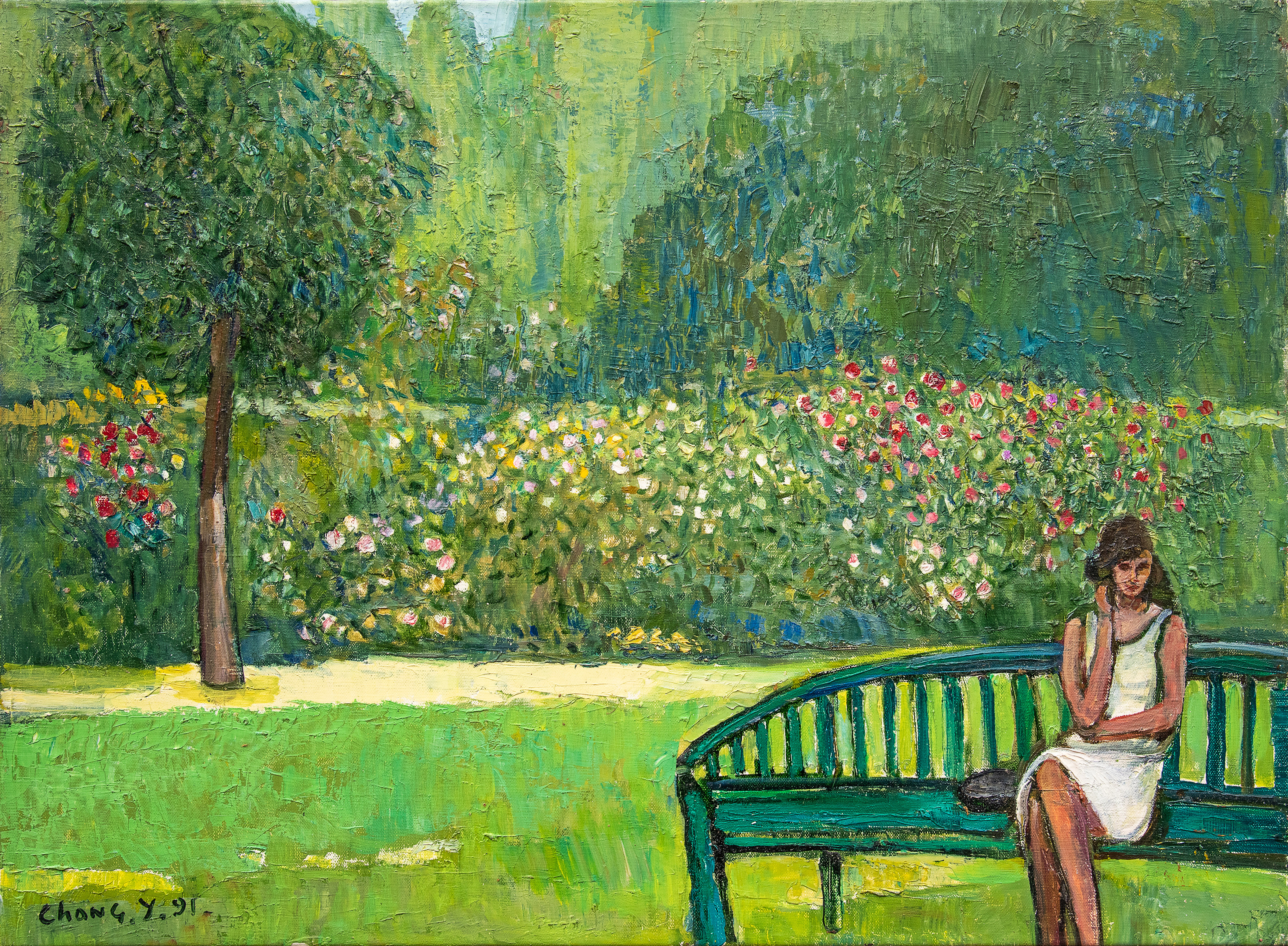 張義雄 花園組曲 1991 油彩 53x72cm