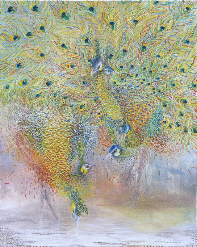 綠孔雀的華爾滋 2015年 91x72.5cm(30F) 油彩.畫布