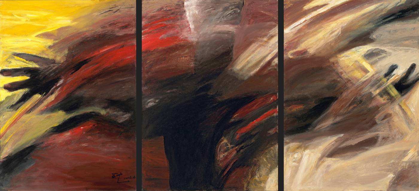 大地的映像(三聯畫) Reflection of the Earth(triptych) 2006年 105x75cm x 3 油彩.紙