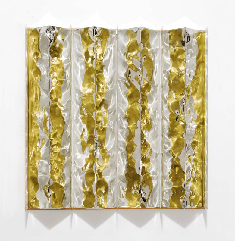 宋璽德，水境2024-銅、白，不鏽鋼、銅，82 x 82 x 14 cm，2024