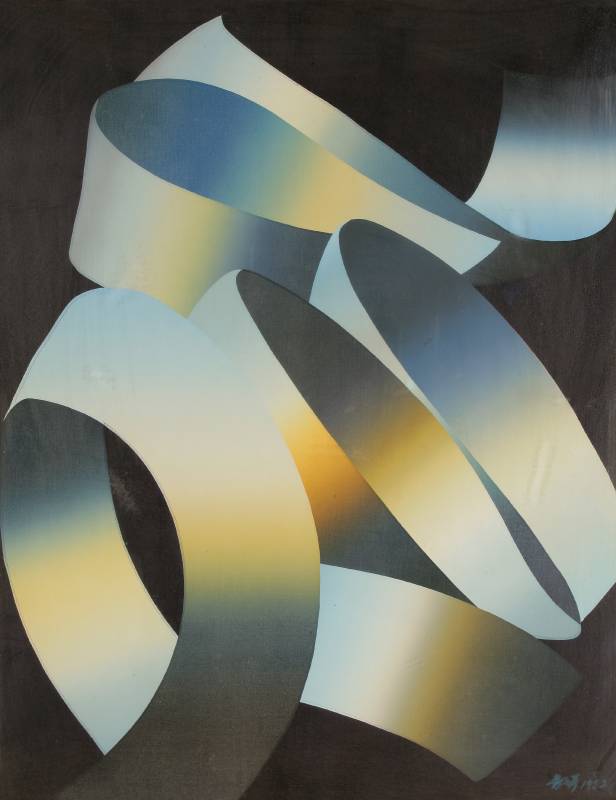 李錫奇，抽象，145x110cm，1982