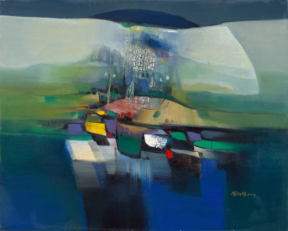《心湖》，陳顯棟，2009，油彩畫布，73×91cm