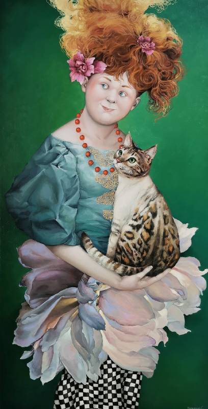 Svetlana Kalachnik《神秘的瑪莉小姐》油彩‧金箔‧畫布 38x73cm