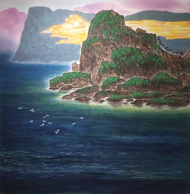 林世斌_海之濱_68×67.5cm_2023_墨 水彩 宣紙