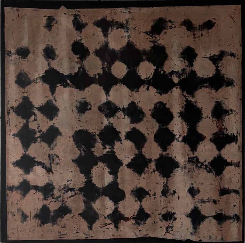 東真里江_枯-流動_壓克力顏料、石墨、木炭、木板_80.3×80.3cm_2025 .jpg