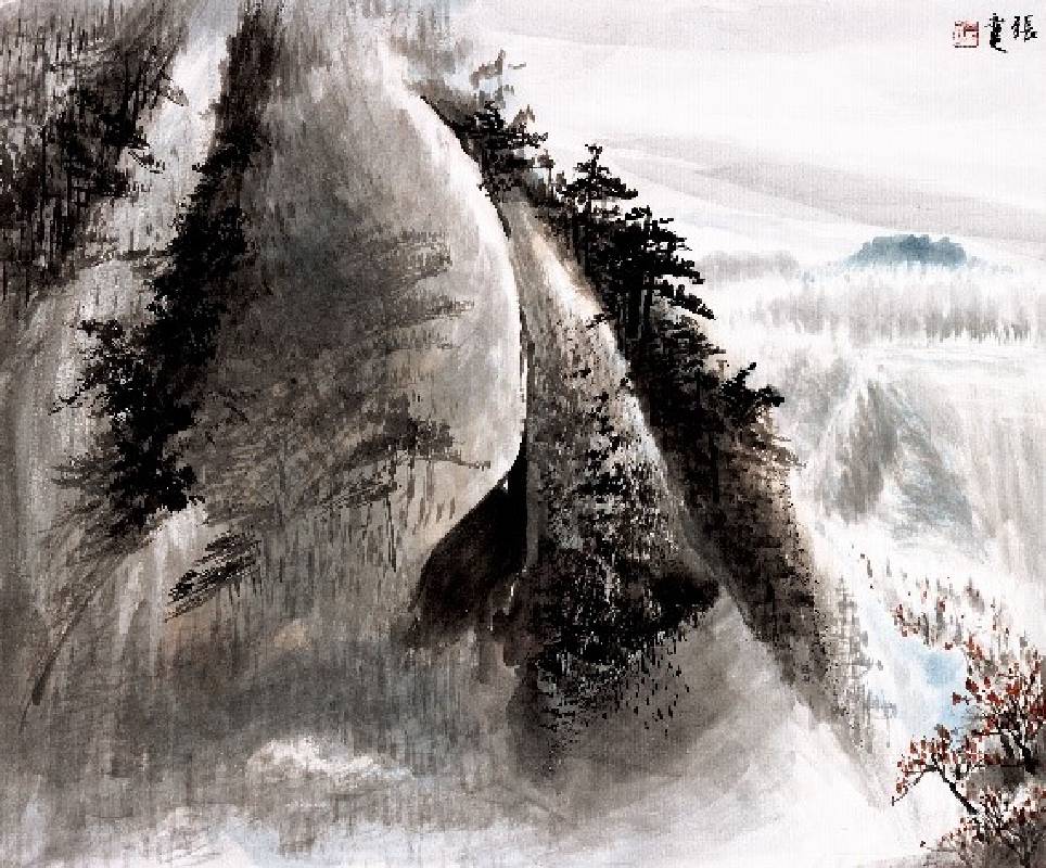 天人合一水墨 畫宣板38x45cm