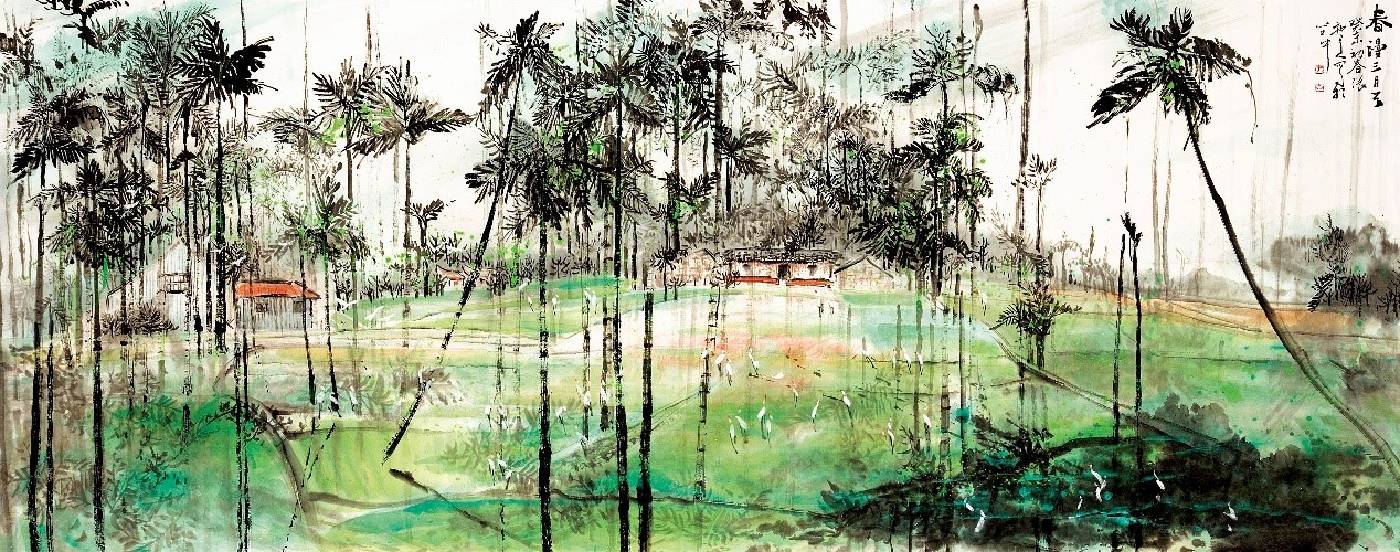 春漫三月天水墨宣紙90x180cm