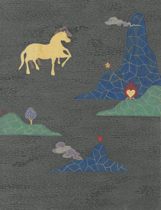 摩登世代系列26，68x52cm，礦物顏料、金屬箔泥、雲母、絹本設色，2025
