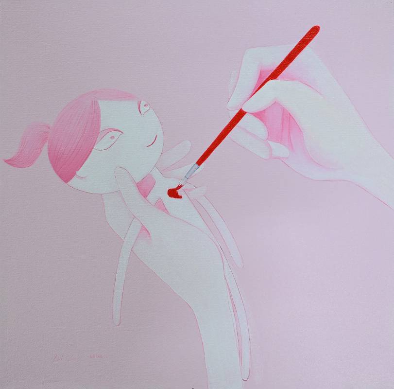李麗  Li Li 畫心  A True Heart  40 x 40 cm x2   2008  壓克力、畫布  Acrylic on canvas