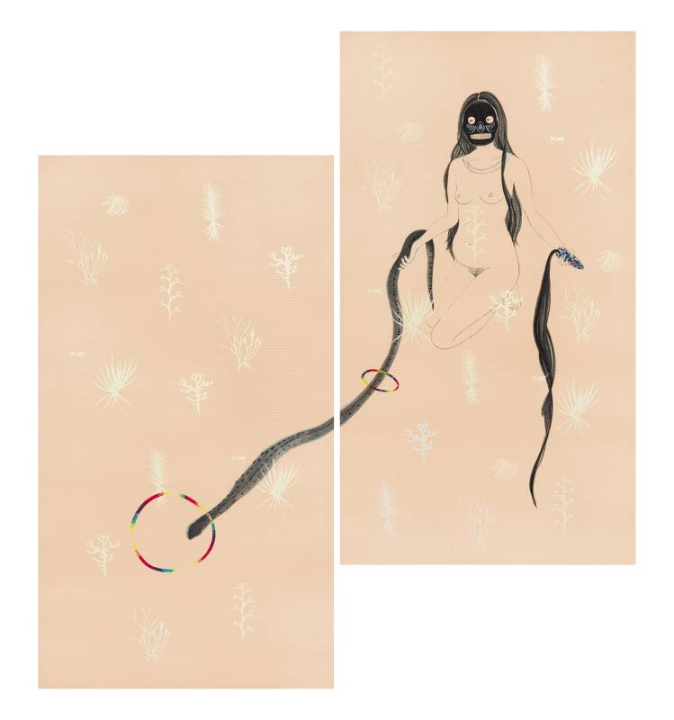 盧芛水墨作品Cihuacōātl。圖 _ 藝術家提供。攝 _ 嘟嚕影像 dulub.studio。