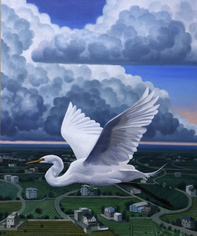 孫培懋_閒雲野鶴_油彩_72.5x60.5cm_2024