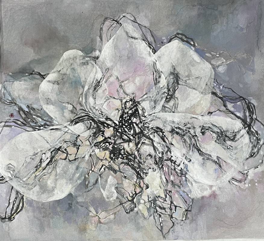 李孟芳｜浮脈 60×65cm 2025 水墨設色紙本