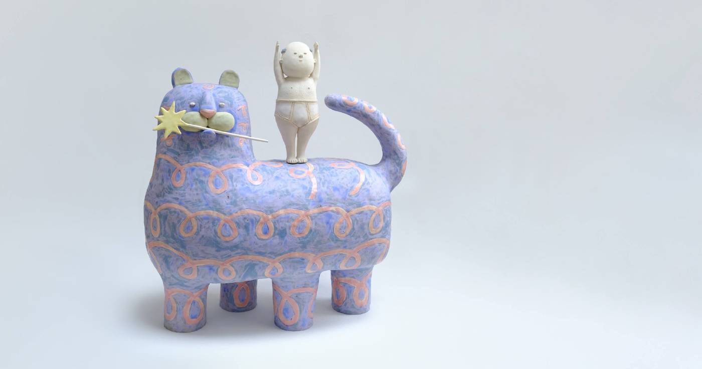 邵慈，〈生龍活虎〉，陶瓷/48x23x52 cm