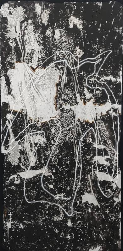 陳廷彰 Chen Ting Chang ｜補天-漸 Mending the Sky- Gradually , 水墨紙本設色 Colored ink on paper, 125x60 cm, 2025