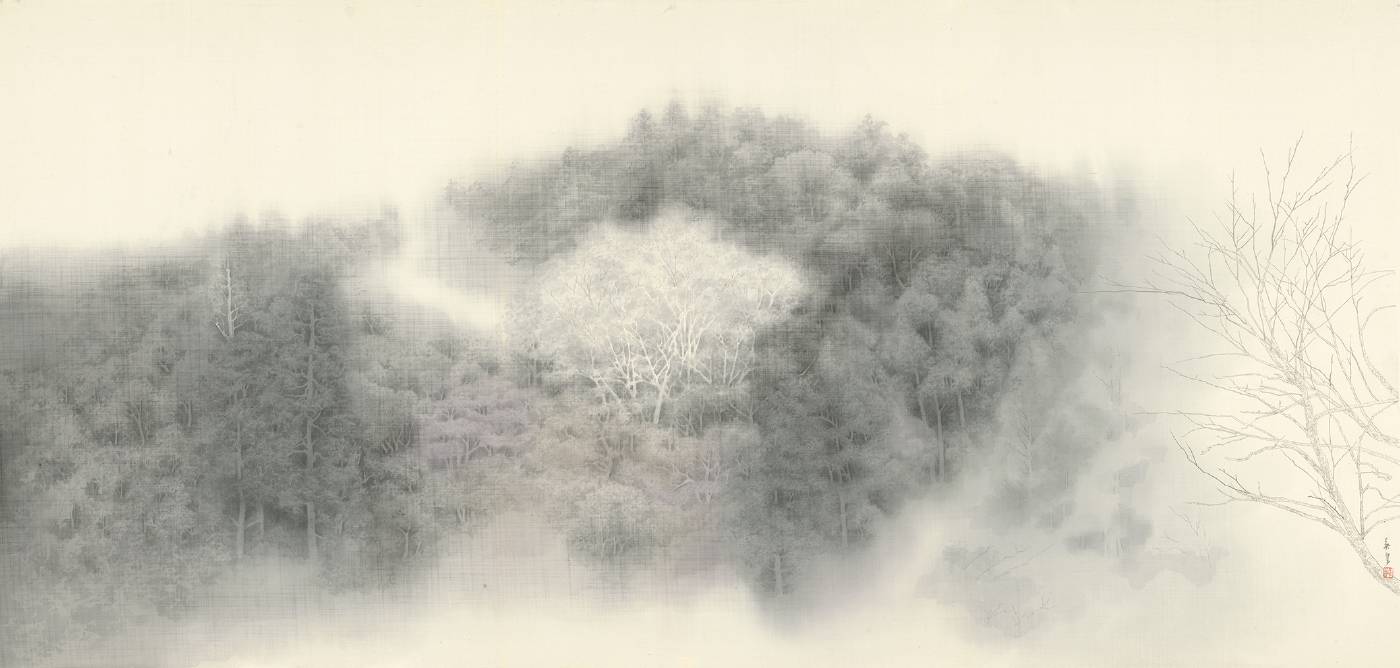 霧深聲微 97.5×203.5cm 2025 水墨絹本