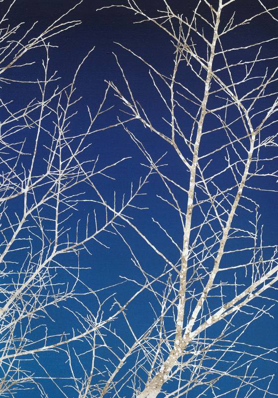 葉仁焜_YEH JEN KUN_往復 X_Back and Forth X_膠彩、銀箔、畫布、絹 Eastern gouache, silver foil, canvas, silk fabric _91×64cm_ 2024