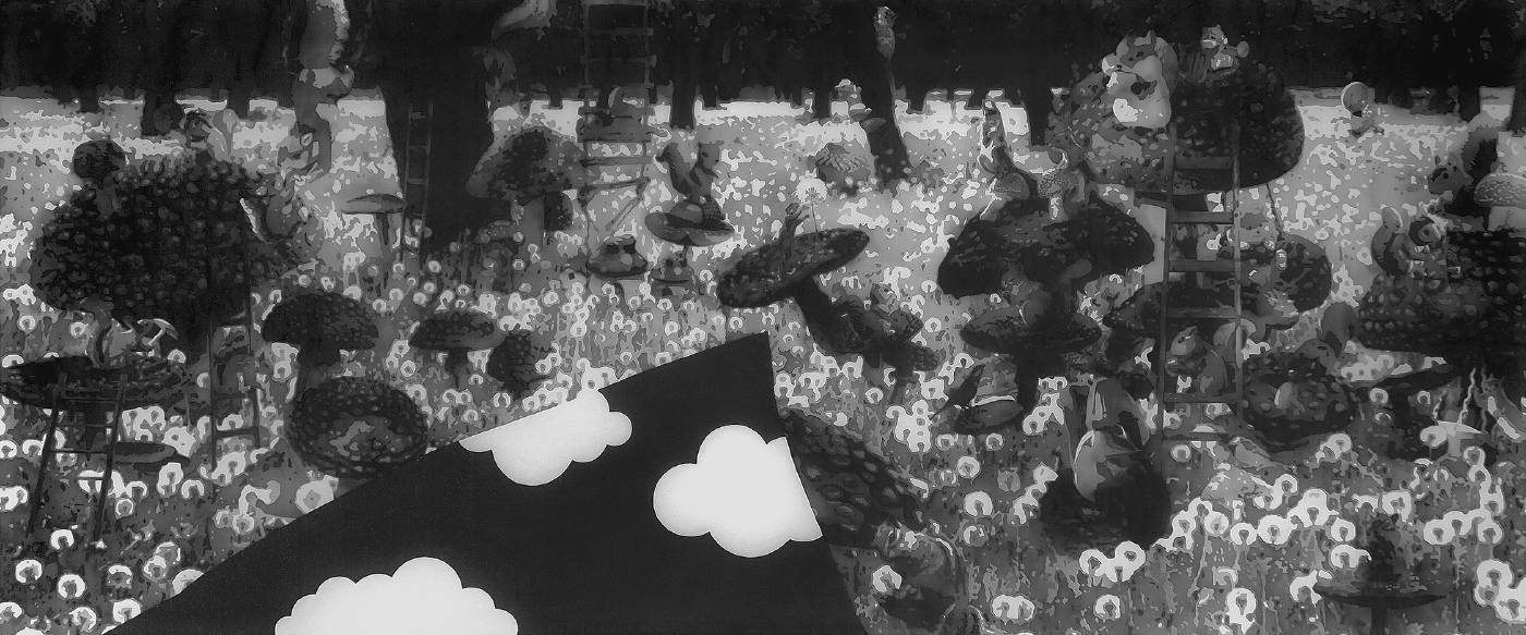 郭錦屏｜蒲公英裡的蘑菇星球 50×120cm 水墨絹本 2024