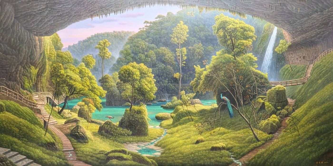 連建興 杉林溪幽境 194x97cm (120P) 2025 油畫