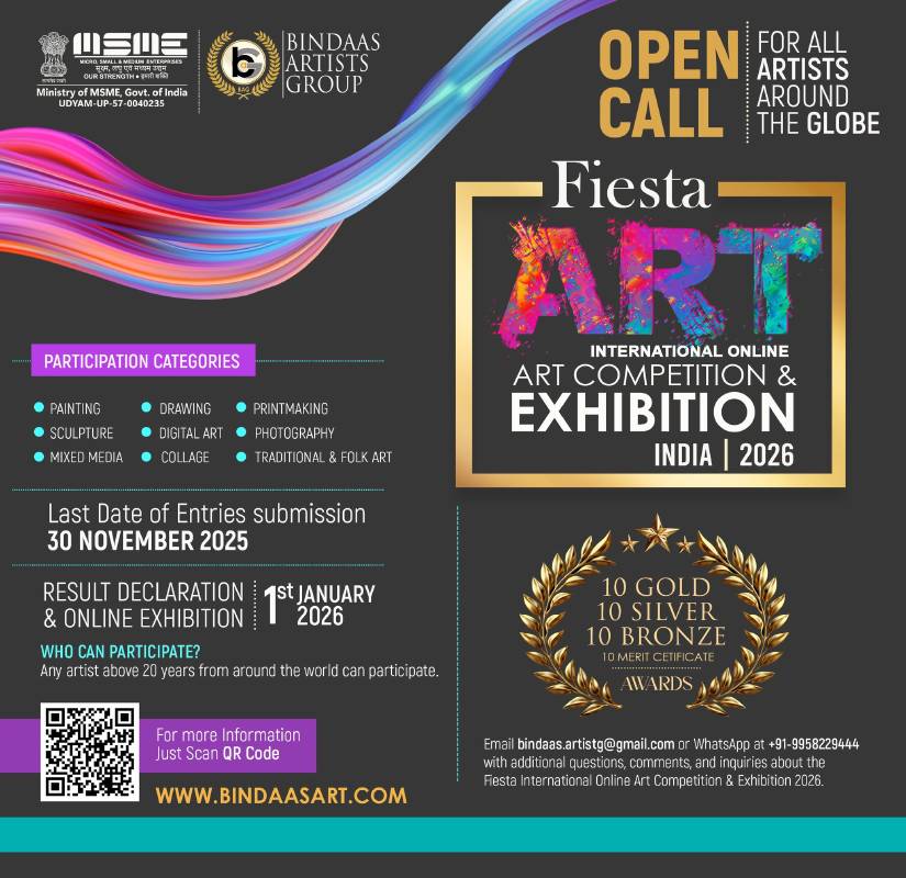 印度「2026國際慶典藝術大賽暨線上展覽」徵件Call for Entries「International Fiesta Art Competition & Online Exhibition 2026」