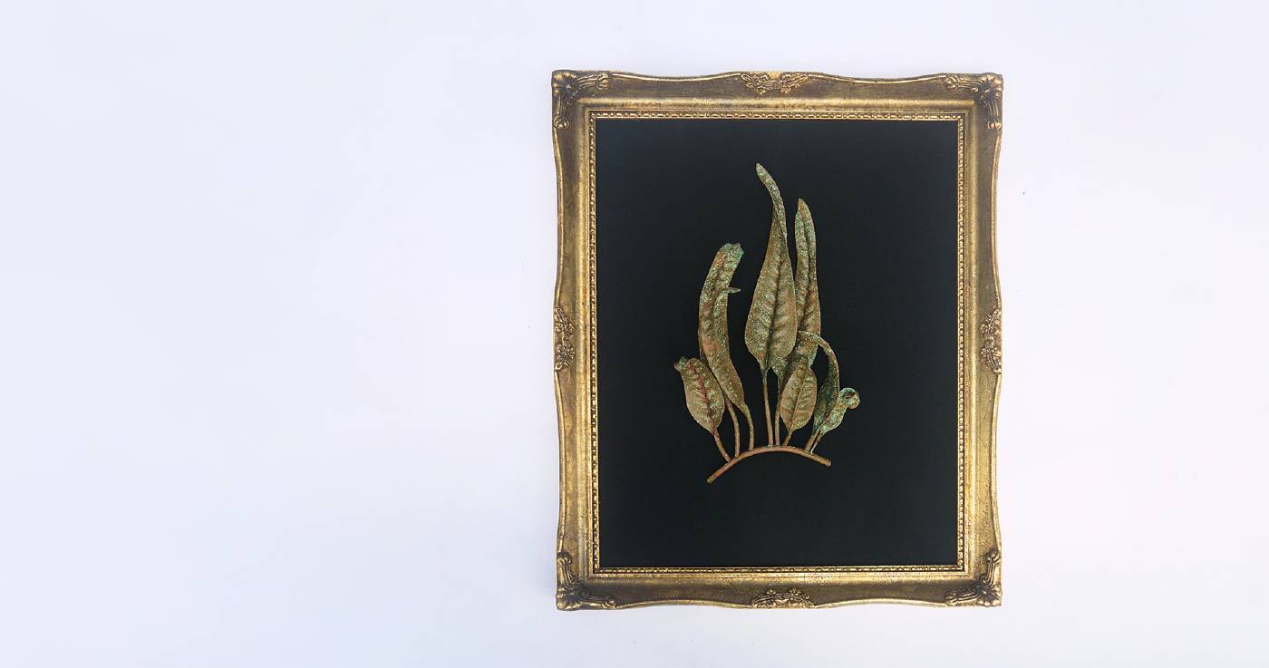 林耕弘，<孢子變奏曲~第二樂章IX>，紅銅、黃銅、化學染色、現成物，46x38.5x8cm