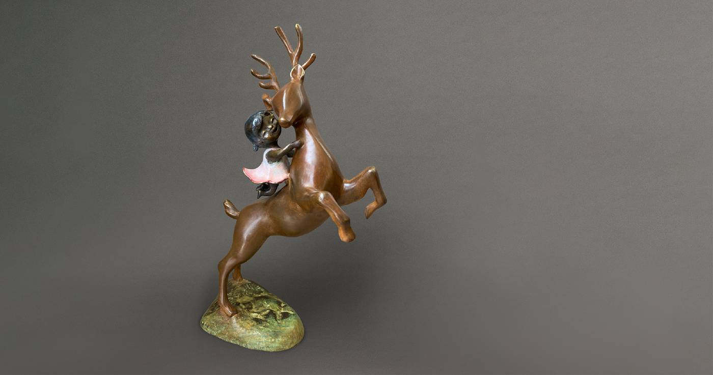 余敏慈，<一鹿有你>，青銅，23x11x35cm