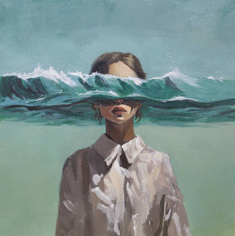 《這是安靜的力量還是無聲地放棄?Is this peace or is this surrender?》, 壓克力、畫布, 50x50cm,2025