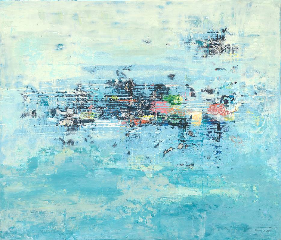 湖景25之3,45cmx53cm,複合媒彩(畫布),2024