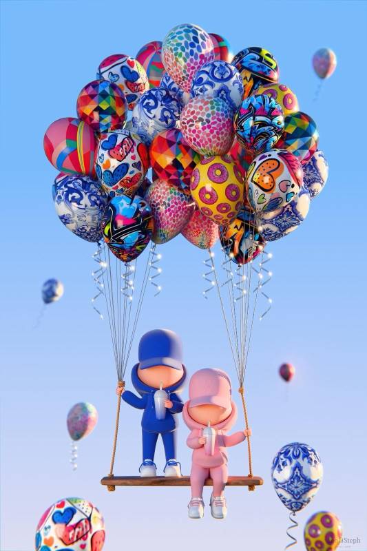 Leo & Steph，KID CUP Ballon V6，多媒體 Mixed Media，90 x 60cm，2025年