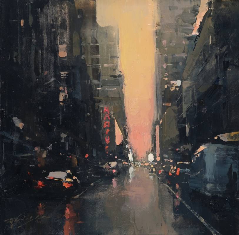 曾新耀 紐約中城日落 30.5 * 30.5 cm (5) 油畫/畫板 2025