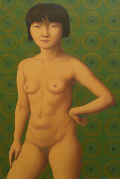 林麗玲-a-03綠背景裸女　