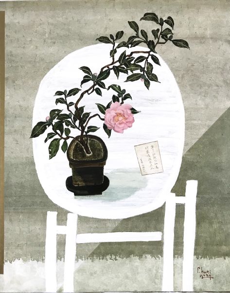 董小蕙-麗日粉茶 Pink Camellia on a Sunny Day