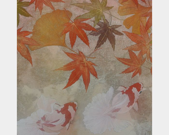 楓葉之下的金魚