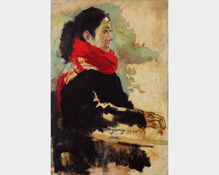 披著圍巾的女孩