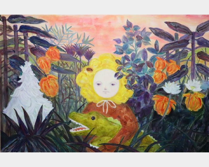 模仿「獅子的狩獵」的小孩「ライオンの食事」の真似をする子供  A kid to copy”The Repast of the Lion”