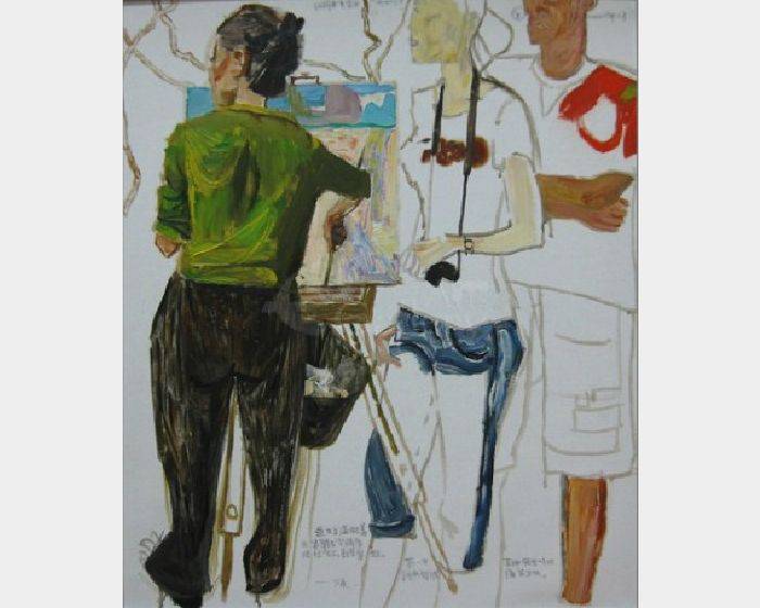 女畫家閻平在興坪寫生