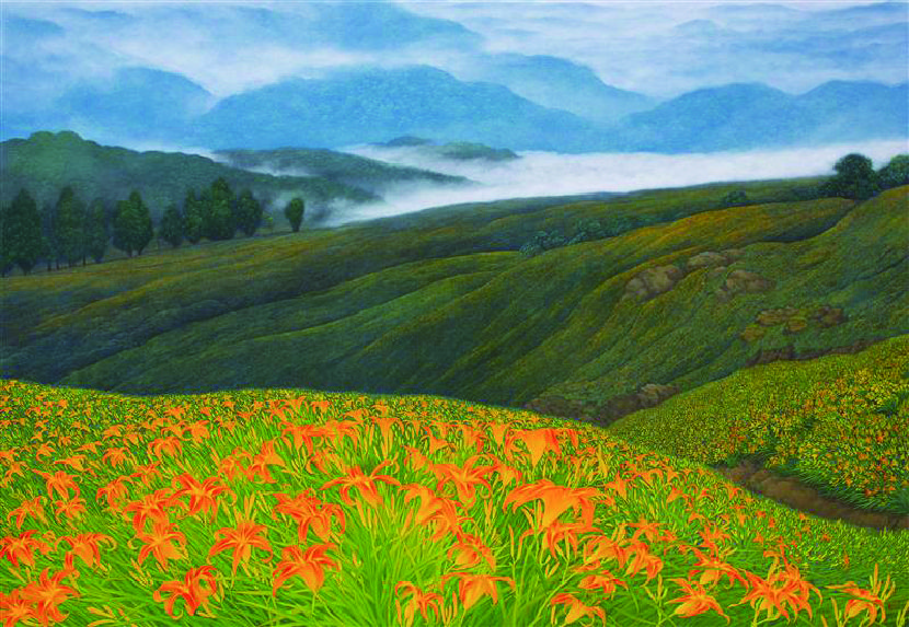 洪江波 홍쨩포어-椿萱並茂 Thriving Toona and Daylily 