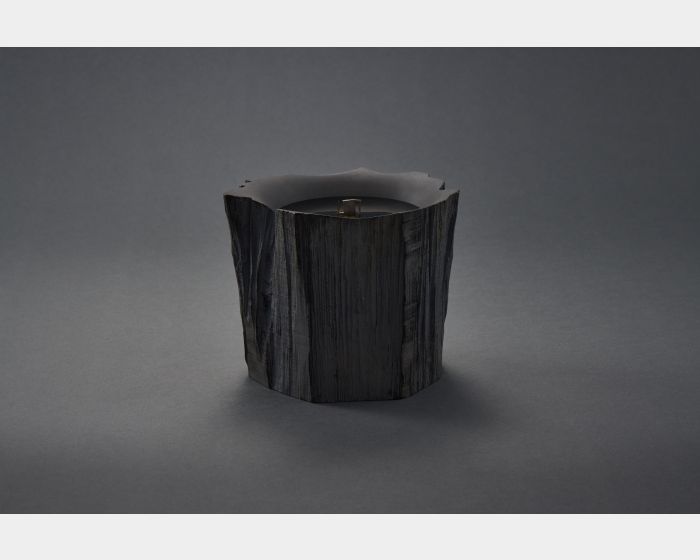 銀彩鉈削水指 Silver  Water Jar