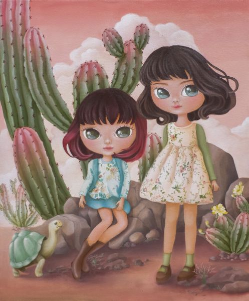 Adin-Girls and Cactus Tree