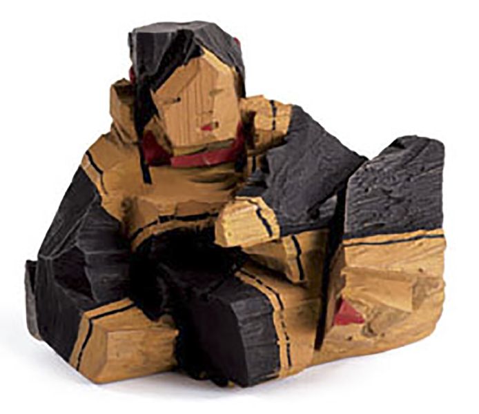 朱銘-婆婆 (人間系列-彩繪木雕)