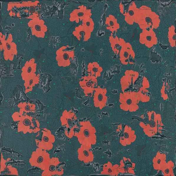 傅作新-紅花與蝶 Red Flower and Butterfly