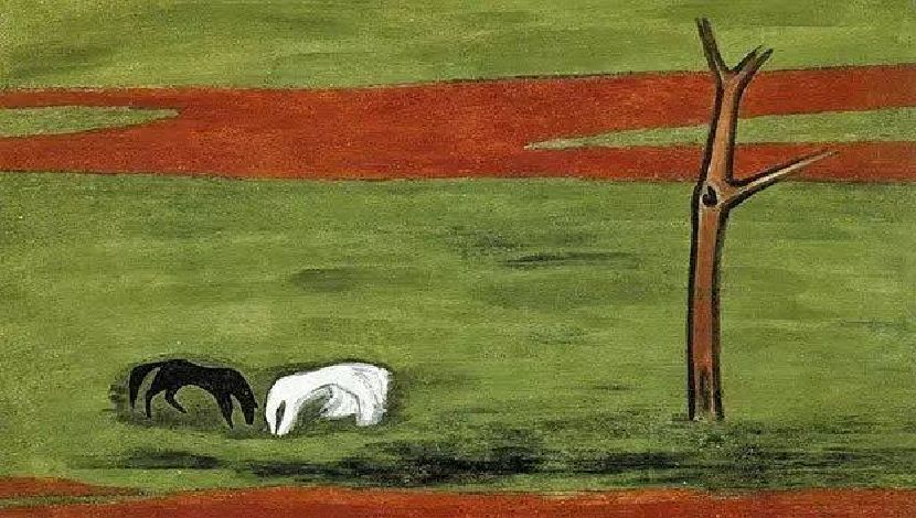 常玉-國立歷史博物館常玉限量版畫 - 黑白雙馬