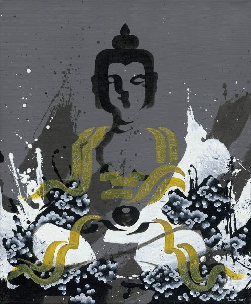 佩瑪・丁丁・哲星-三世佛（灰2）Buddhas of three times (gray 2) - 非