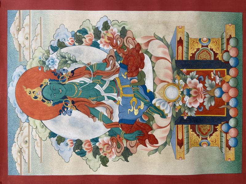 Bhutan thangka painters-綠度母